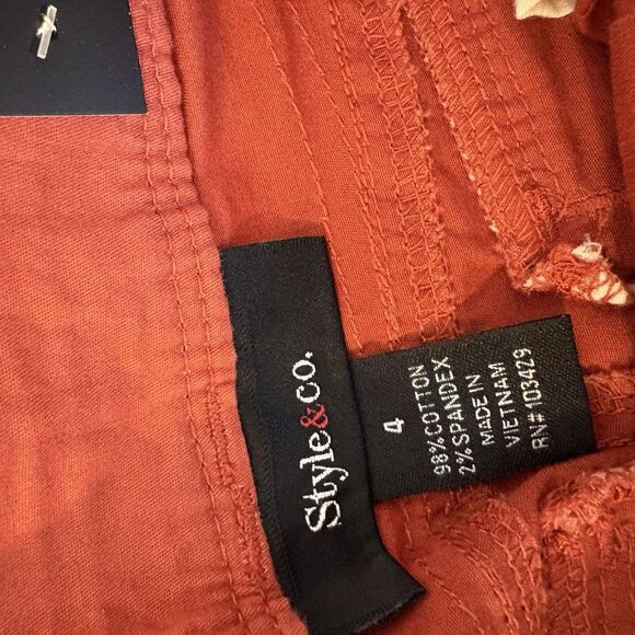Style‎ & Co Retro Charm Sienna Orange Carpi Pants Women's Size 4 Mid Rise - Picture 6 of 8
